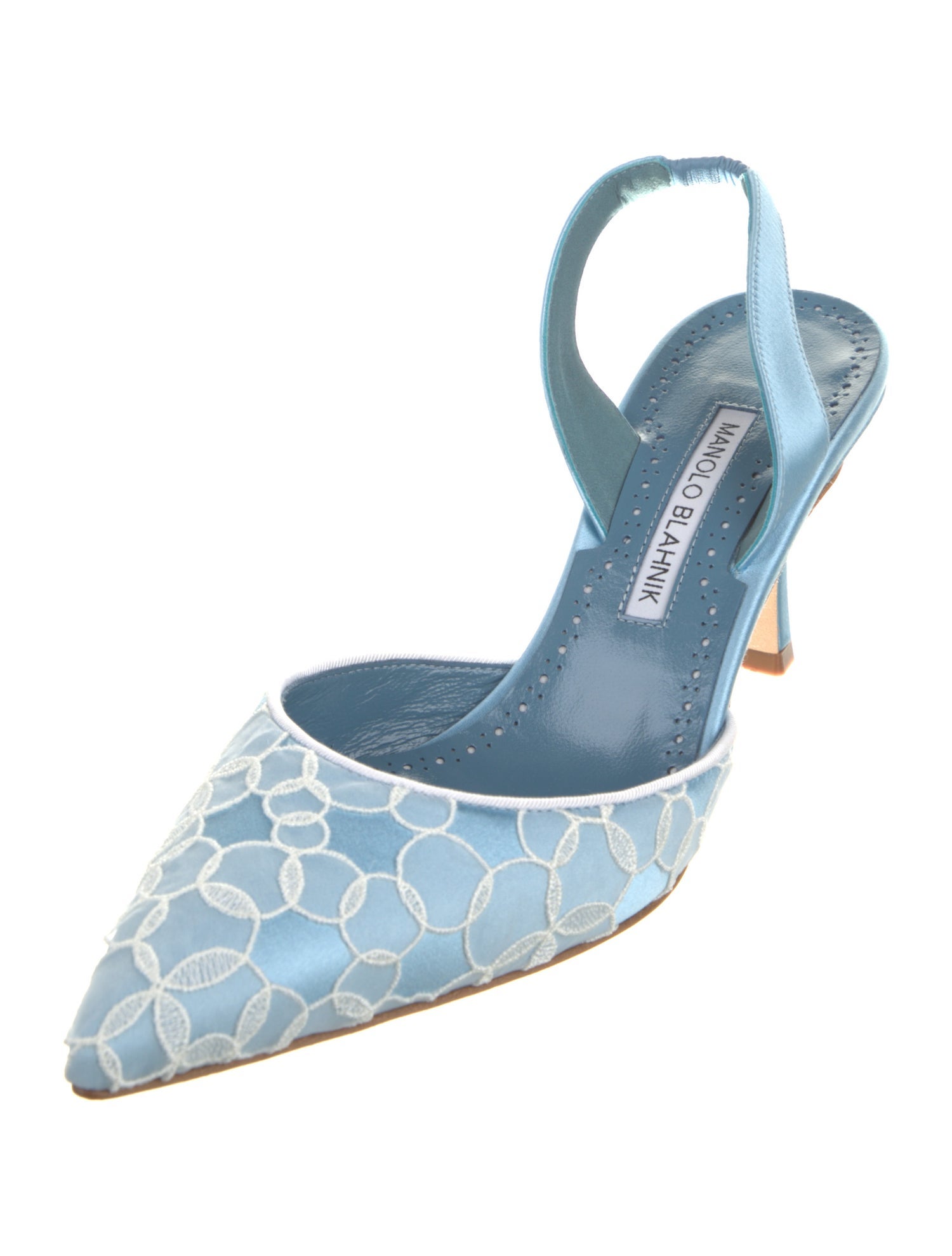 Manolo Blahnik Satin Printed Slingback Pumps